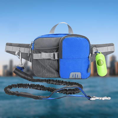 Laisse pour Chien - WaistBag™ - Bleu - Chien en vadrouille