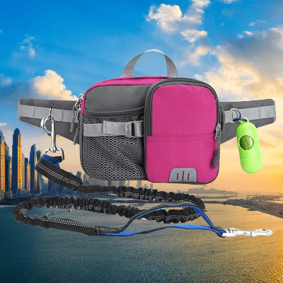 Laisse pour Chien - WaistBag™ - Rose - Chien en vadrouille