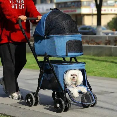 Poussette pour Chien - PetStroller™ - Bleu - Chien en vadrouille