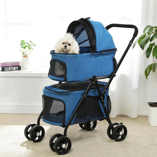 Poussette pour Chien - PetStroller™ - Bleu - Chien en vadrouille