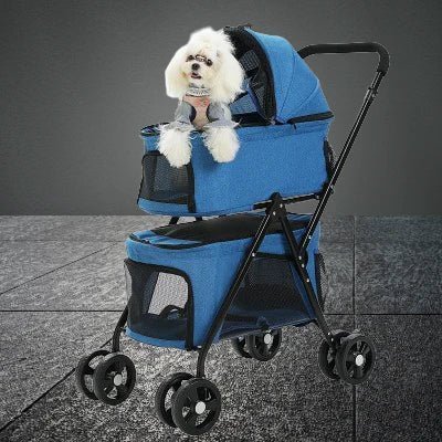 Poussette pour Chien - PetStroller™ - Bleu - Chien en vadrouille