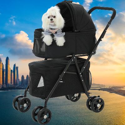 Poussette pour Chien - PetStroller™ - Noir - Chien en vadrouille