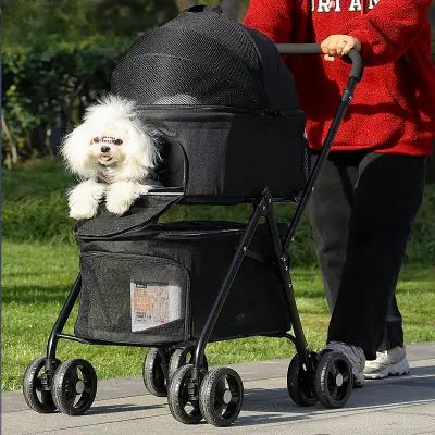 Poussette pour Chien - PetStroller™ - Noir - Chien en vadrouille