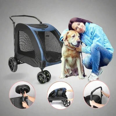 Poussette pour Chien - StrollyPet™ - Bleu - Chien en vadrouille