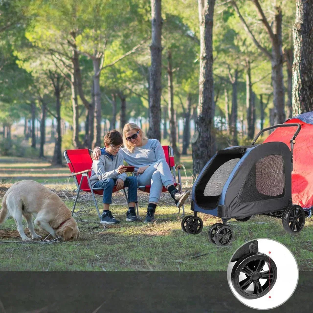 Poussette pour Chien - StrollyPet™ - Bleu - Chien en vadrouille