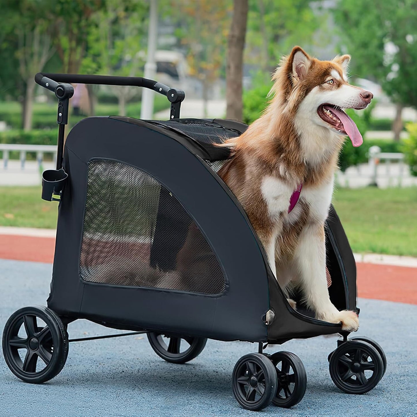 Poussette pour Chien - StrollyPet™ - Noir - Chien en vadrouille